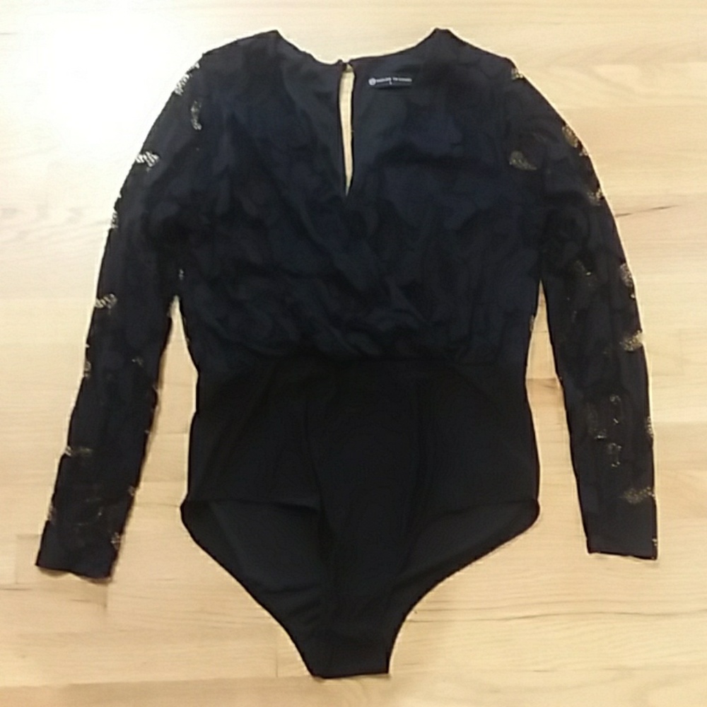 Stunning Black Fashion To Figure Lace Top Bodysuit